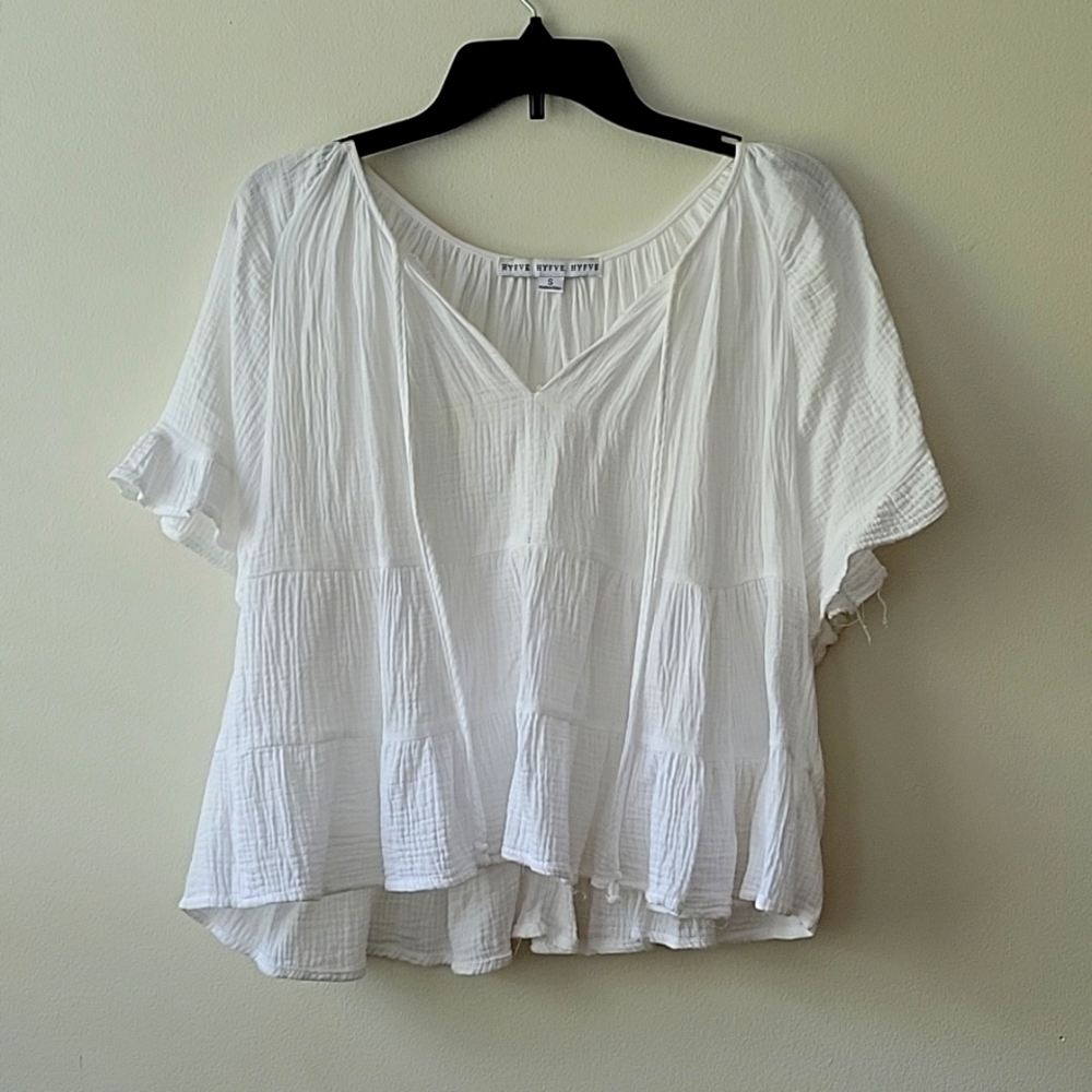 White HYFVE flowy linen top